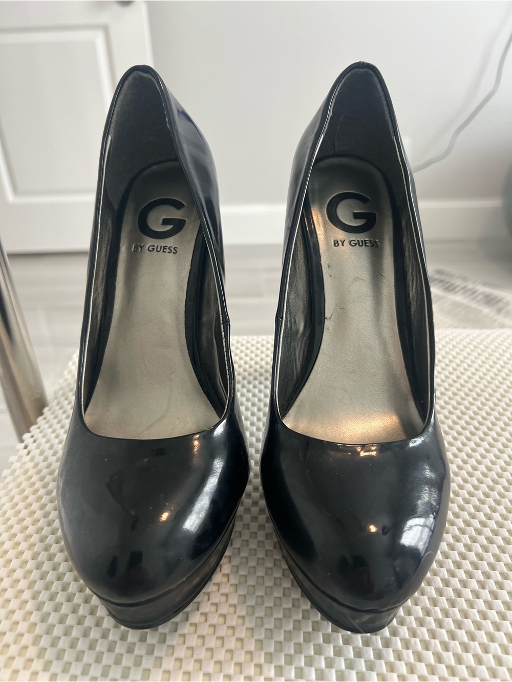 G by Guess Black Patent Platform Pumps